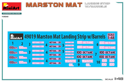 Miniart 1/48 Martson Mat Landing Strip Model with 12 Oil Cans