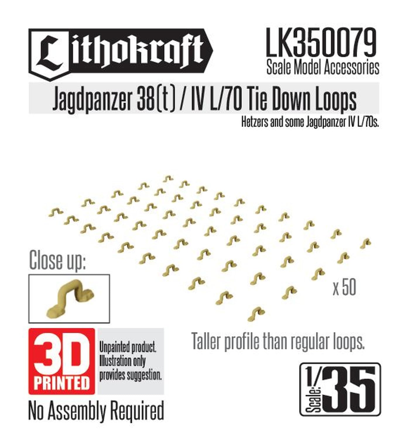 Lithokraft 1/35 Scale Model Parts Set of 50 for Tanks
