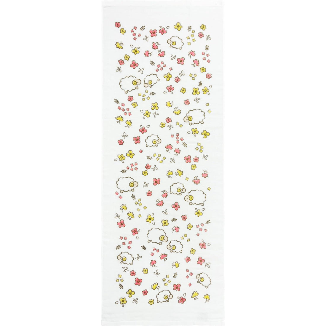Hayashi Face Towel, Senshu Gauze Pile, Flowers and Sheep, Approx. 34 × 90 cm, FP206503