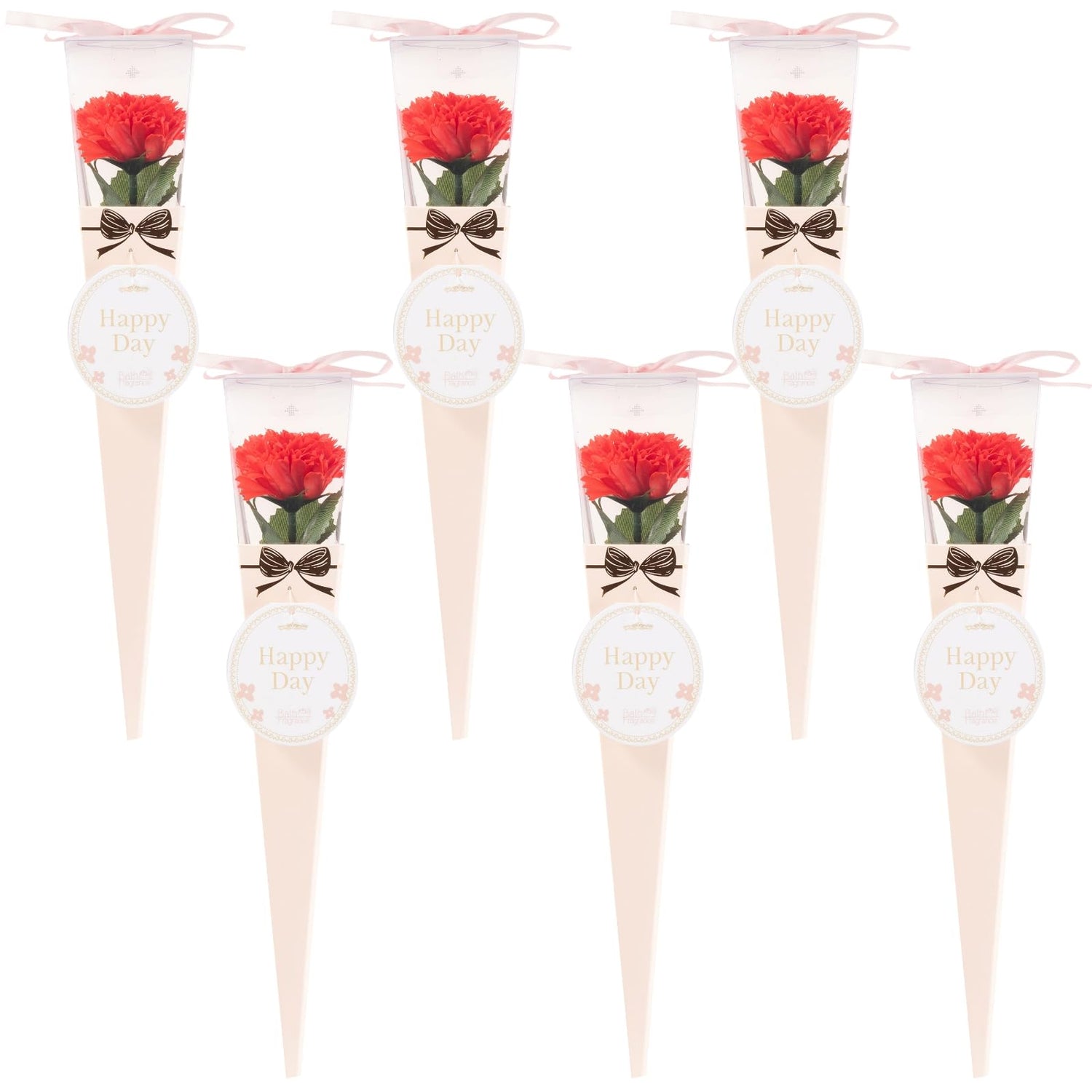 Q-FLA Bath Soak with Soap Flower Bouquet Red Carnation 6 Pieces
