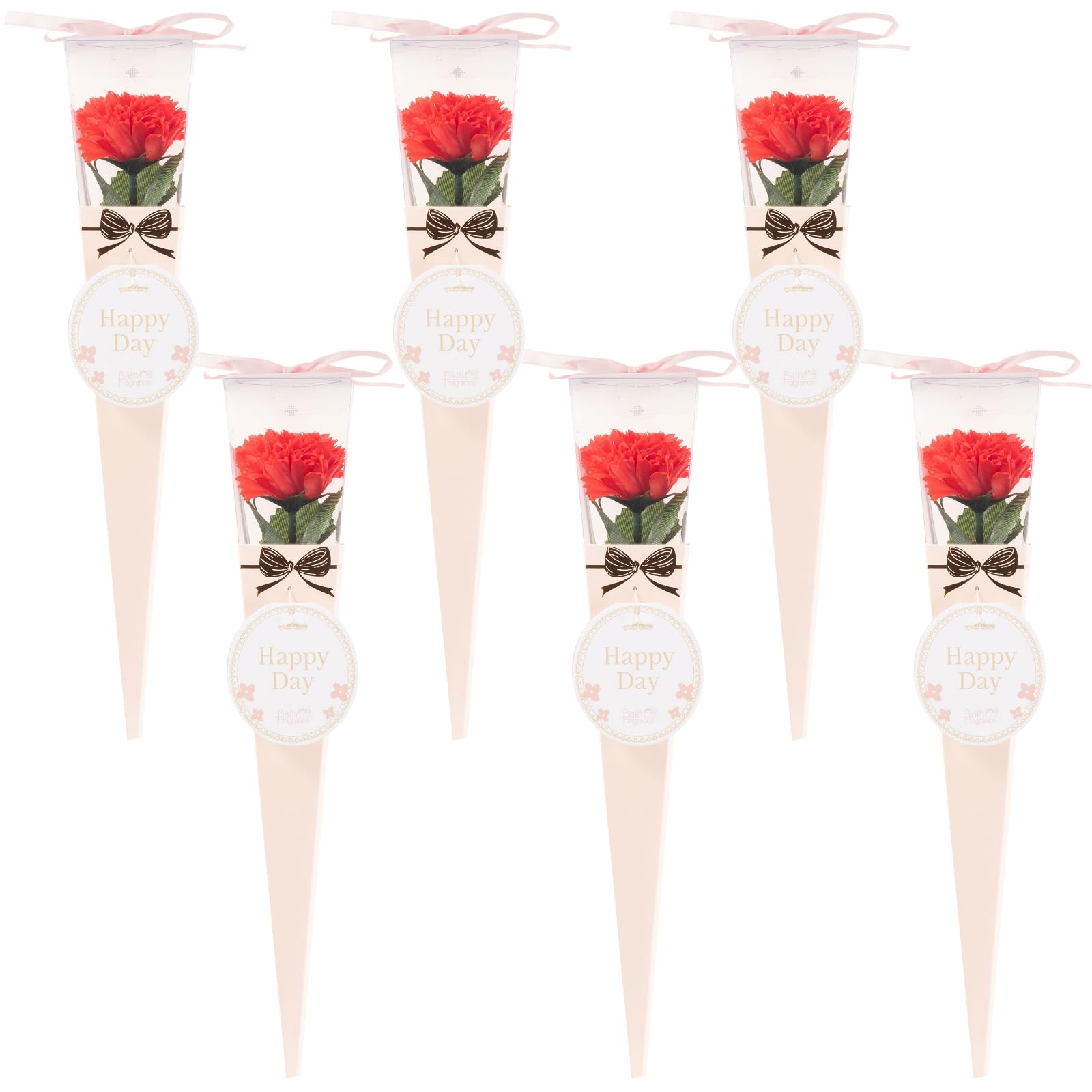 Q-FLA Bath Soak with Soap Flower Bouquet Red Carnation 6 Pieces