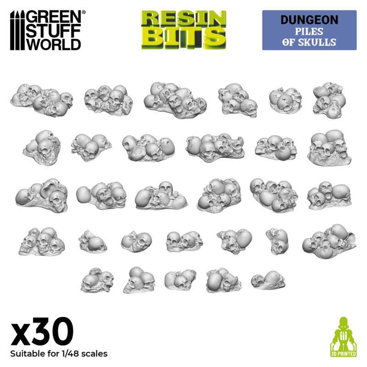 Green Stuff World 3D Printed Skull Mountain Set for Model Building