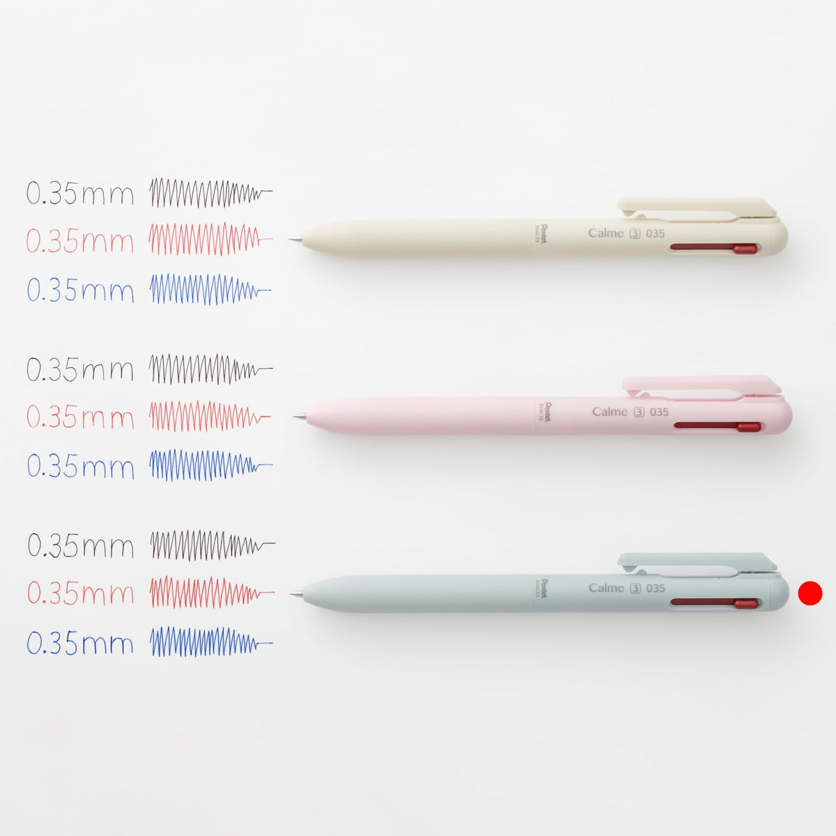 Pentel 3-Color Ballpoint Pen Calme 0.35mm Light Blue