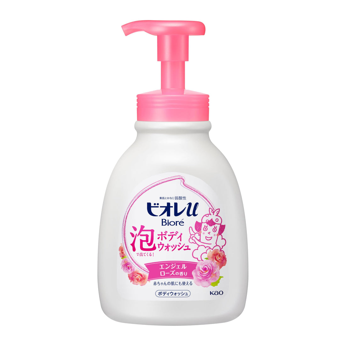 Biore U Foaming Body Wash Pump Rose 600ml for Gentle Cleansing