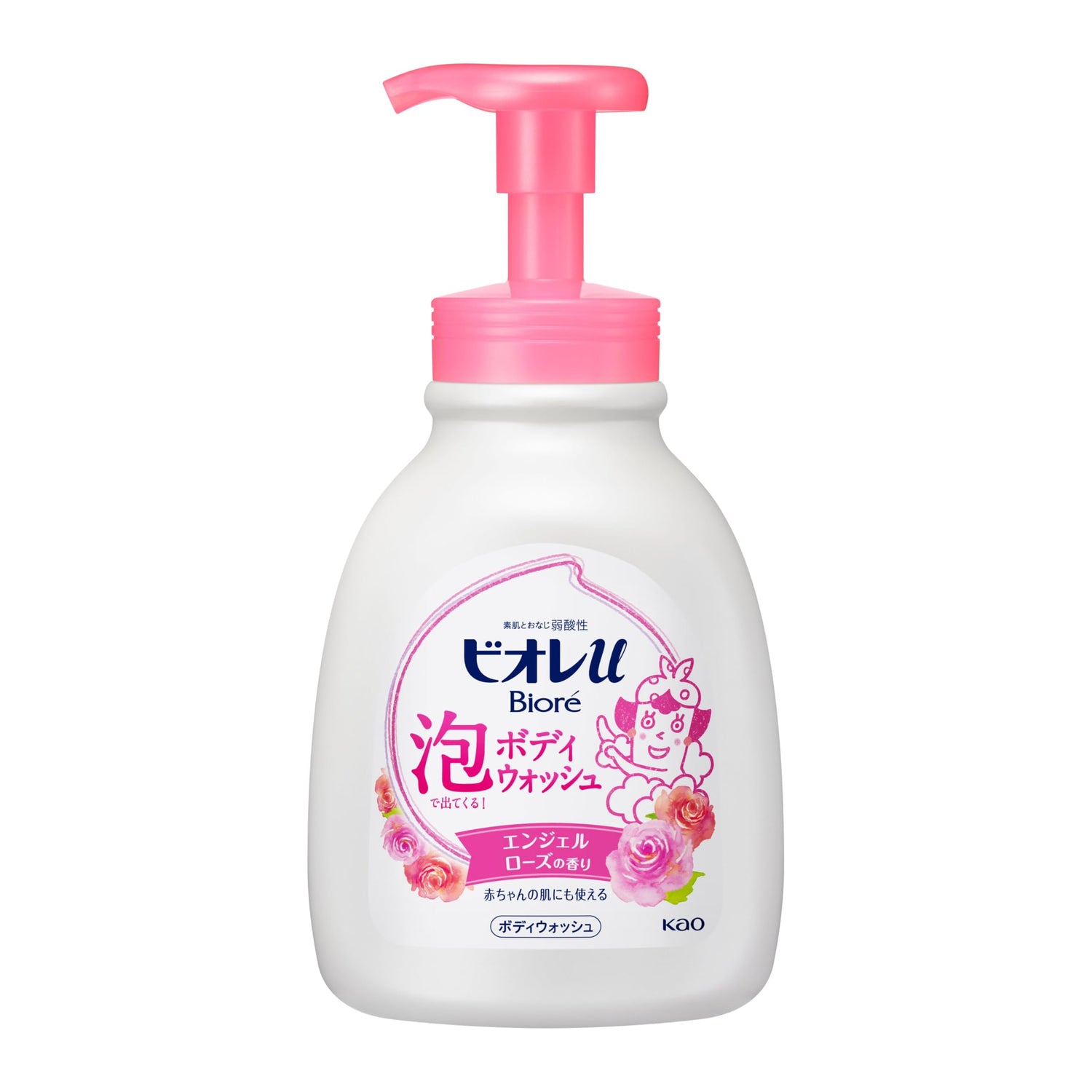 Biore U Foaming Body Wash Pump Rose 600ml for Gentle Cleansing
