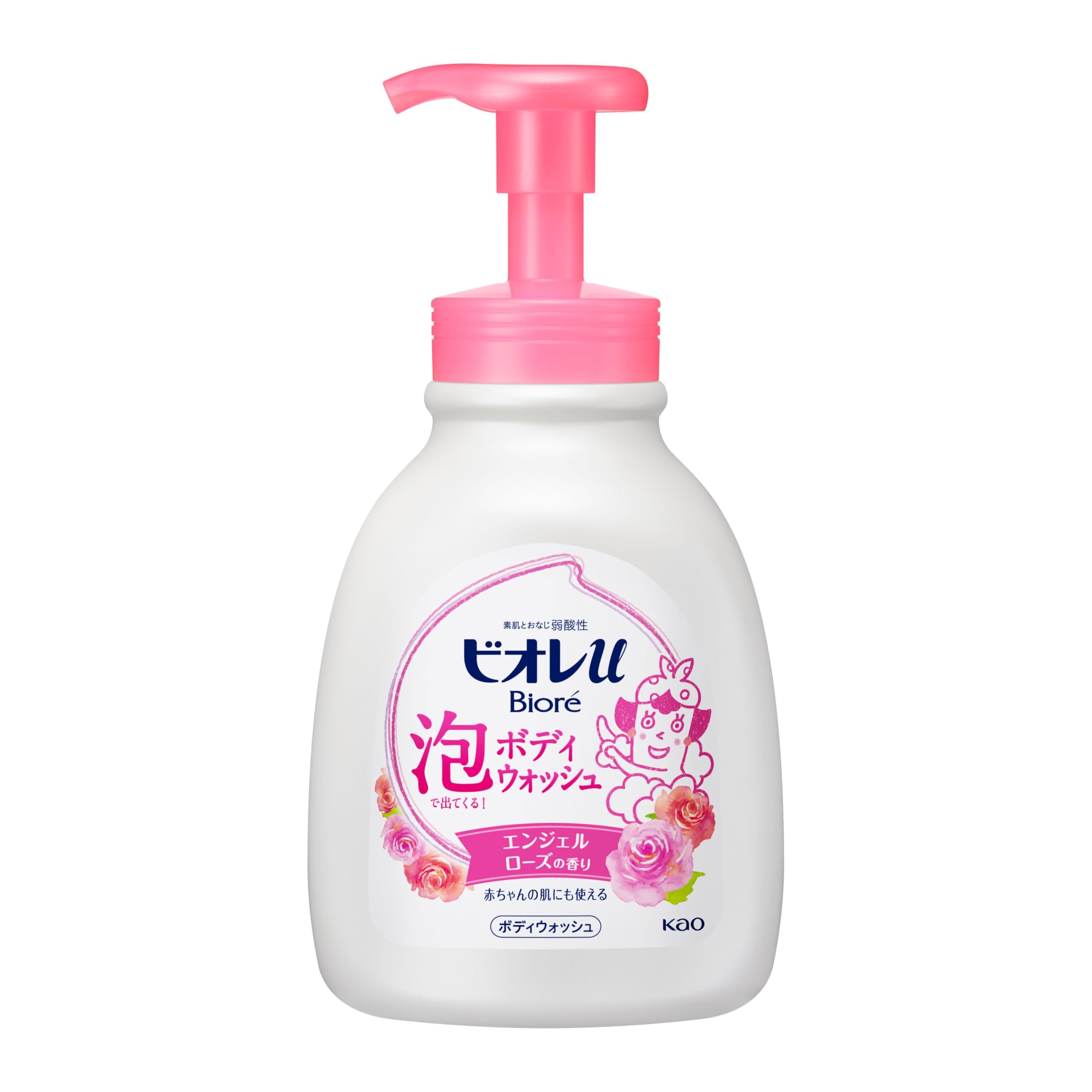Biore U Foaming Body Wash Pump Rose 600ml for Gentle Cleansing