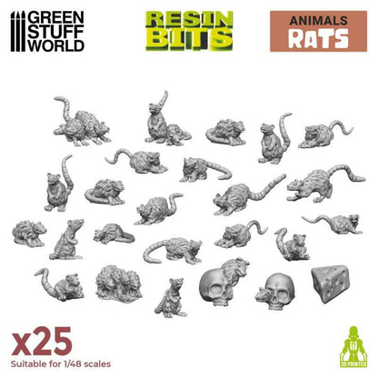 Green Stuff World Diorama Accessories 3D Printed Set with 25 Mini Mice