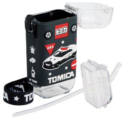 Skater Square Straw Bottle 260ml with One-Push Cover and Shoulder Strap