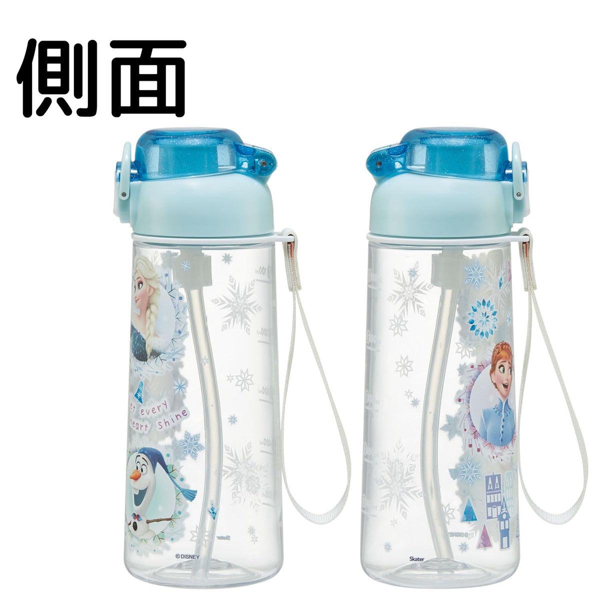 Skater Clear Straw Bottle 630ml for Kids with Disney Frozen Design