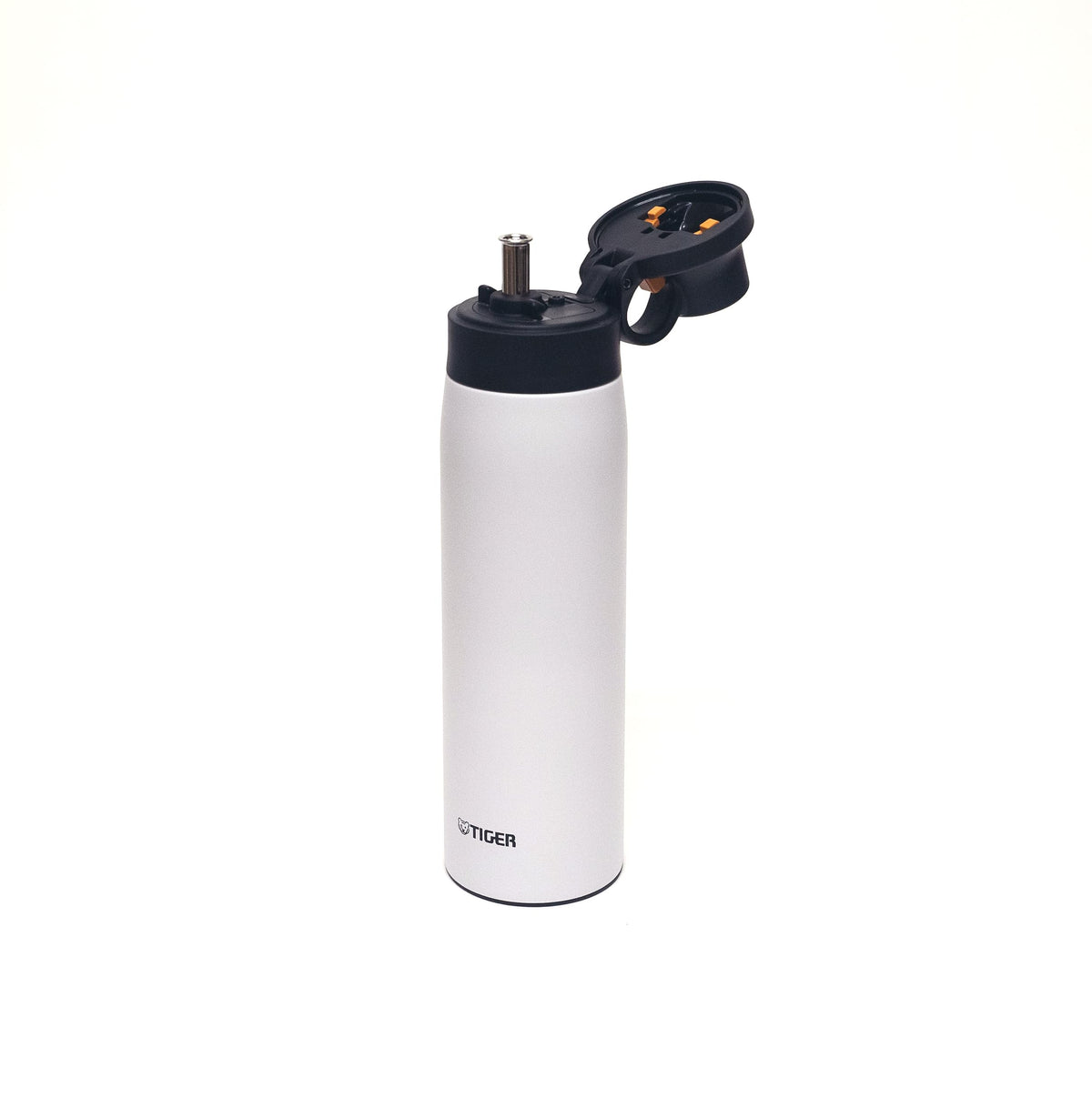 TIGER Stainless Steel Water Bottle 500ml with Straw White