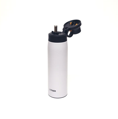 TIGER Stainless Steel Water Bottle 500ml with Straw White