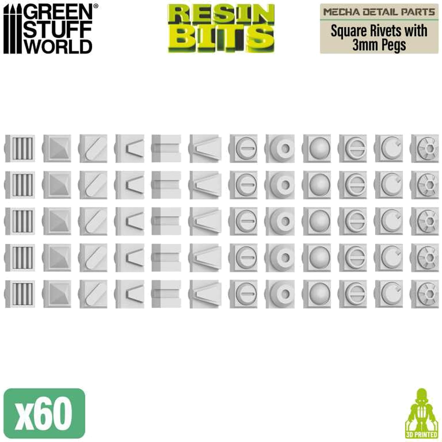 Green Staff World Model Detail Parts Set with 60 Rivets for Scale Models