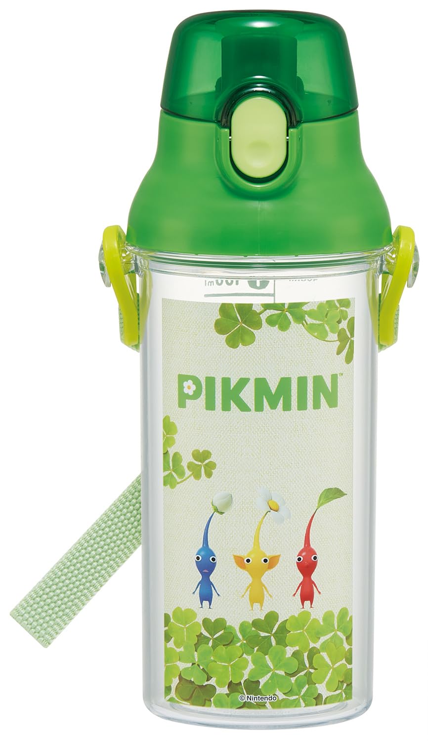 Skater Kids Plastic Water Bottle 480ml with Measurement Pikmin Design