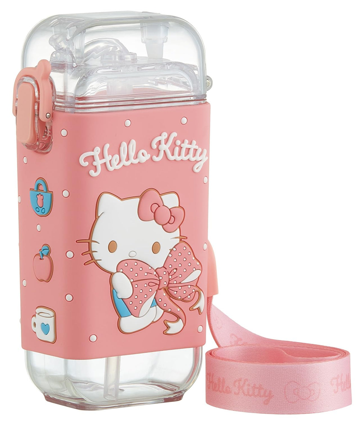 Skater Square Straw Bottle 260ml with One-Push Cover for Kids