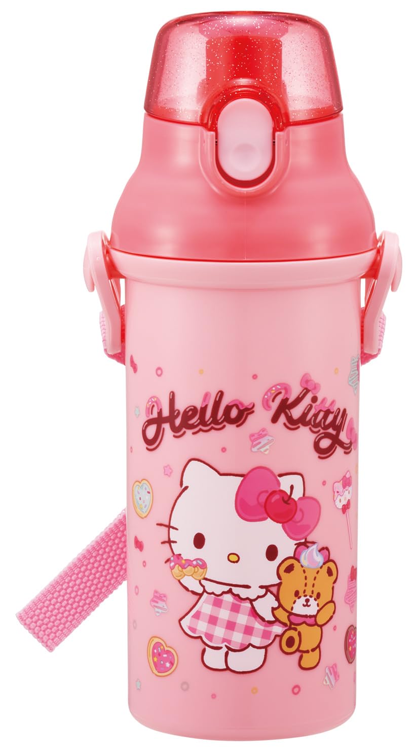 Skater Kids Water Bottle 480ml with One-Push Lid Made in Japan