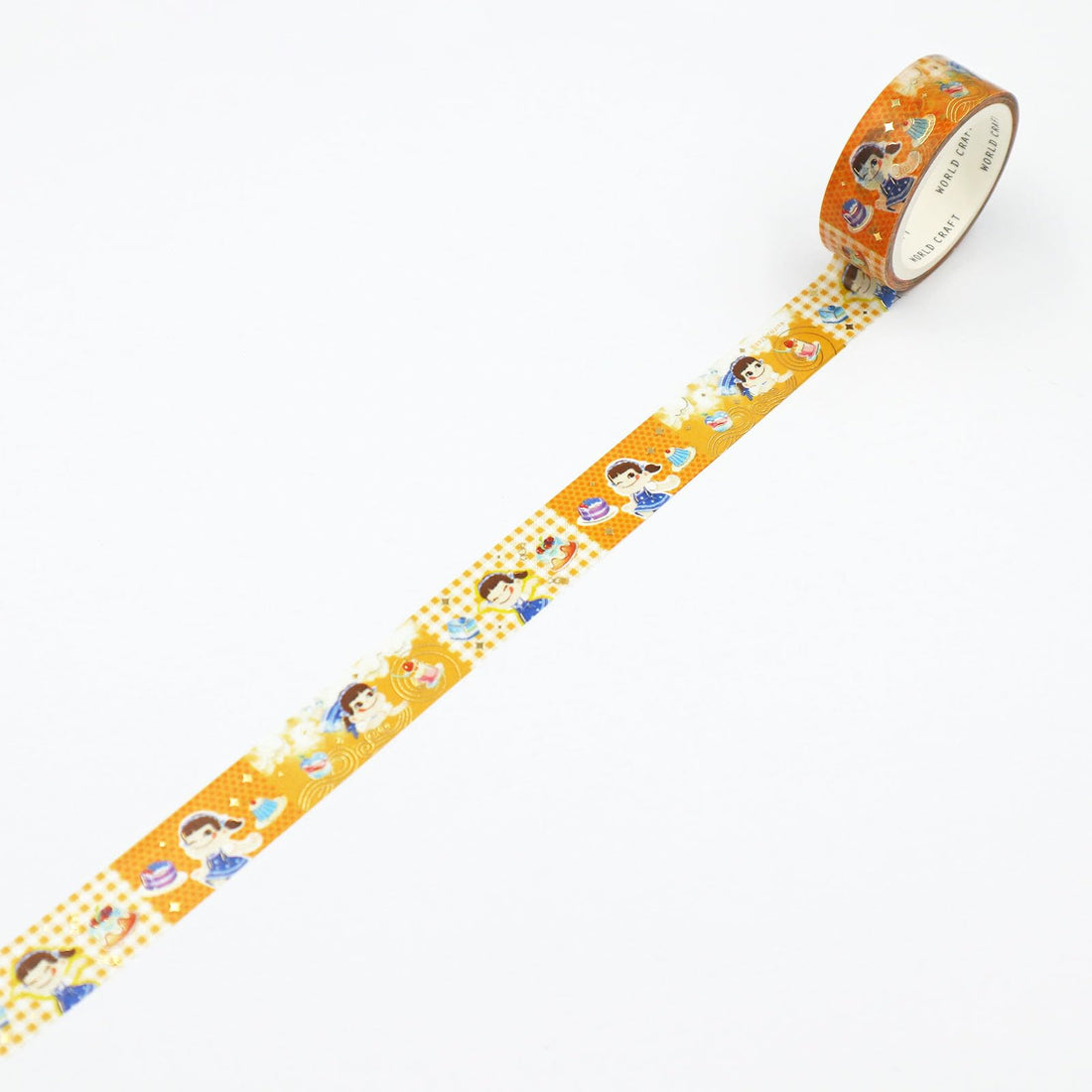World Craft Ruban de masquage scintillant FUJIYA Peko-chan, Orange mousse, 15 mm × 5 m