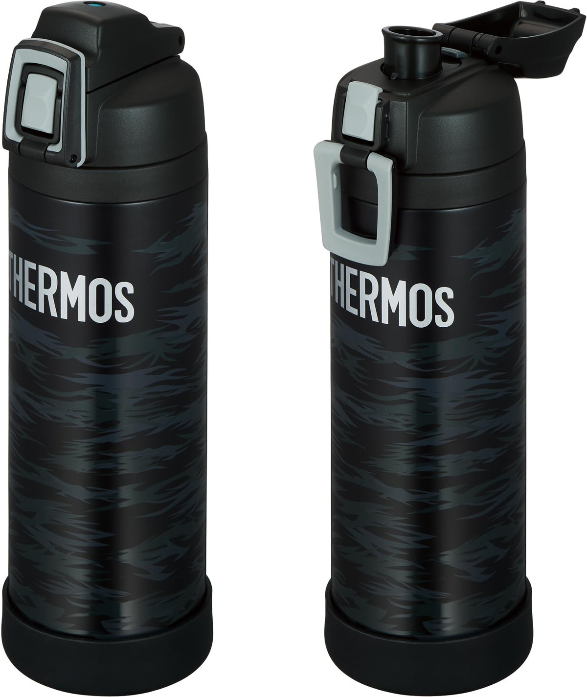 THERMOS Vacuum Insulated Sports Bottle with Strap 1L Black Gray