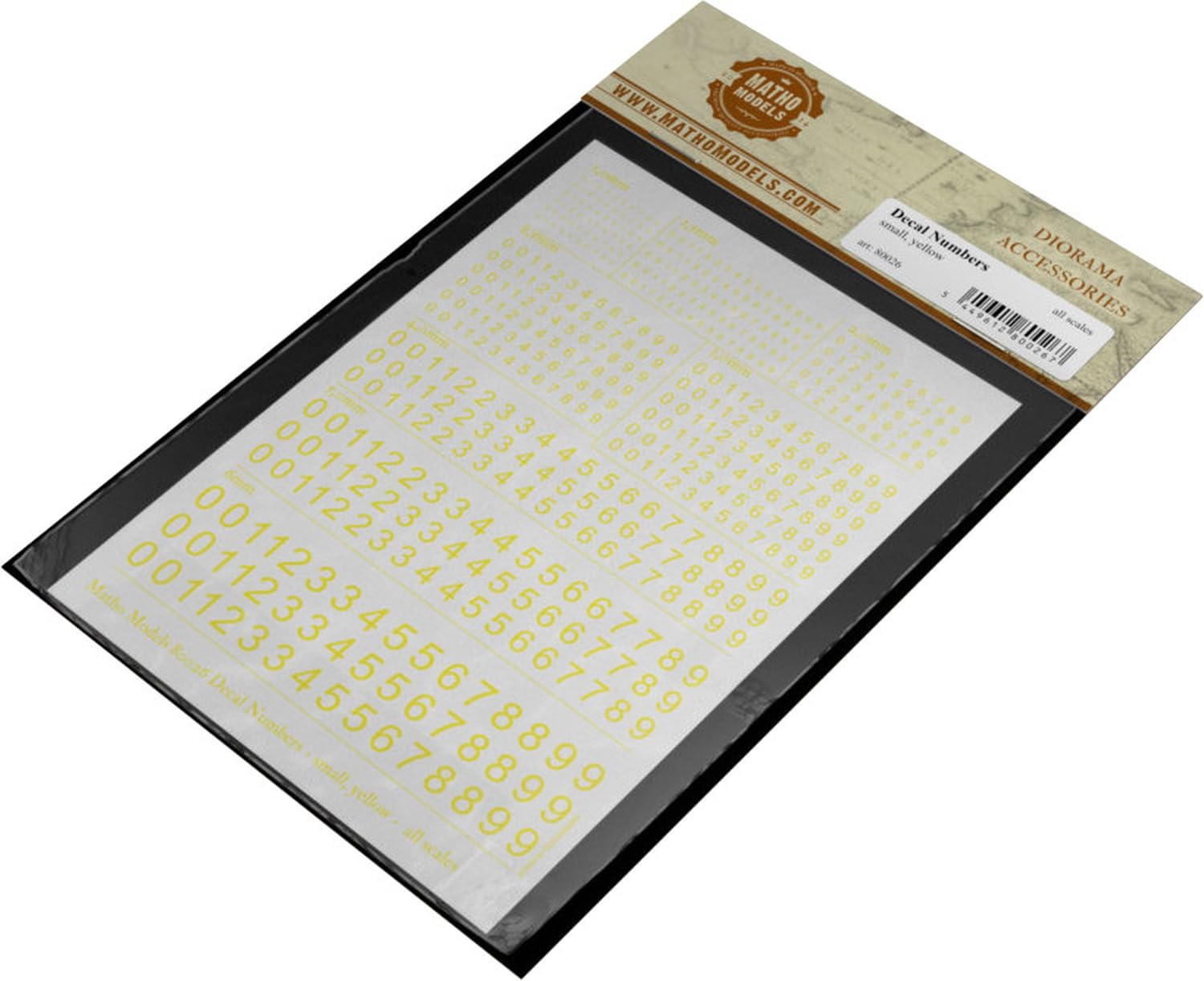 Masu Models Scale Free Yellow Number Decals Small Size for Model Kits
