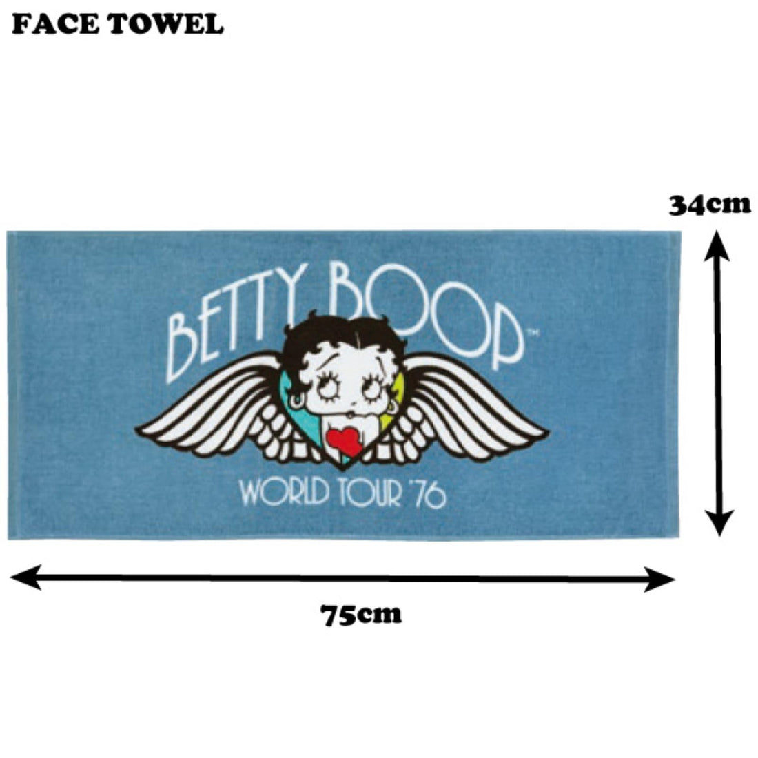 Inukaitaoru Betty Boop Face Towel Wing Blue for Gentle Drying