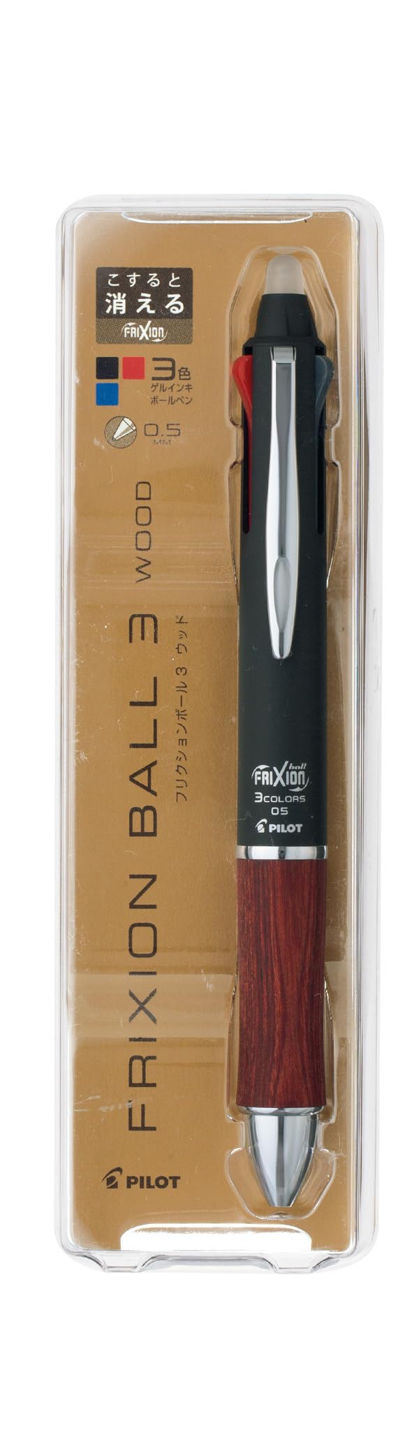 PILOT Friction Ball 3 Wood 0.5mm Deep Red Pen for Smooth Writing