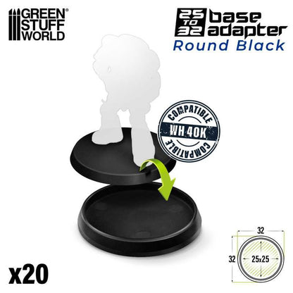 Green Stuff World Round Plastic Display Base 32mm Diameter Pack of 20