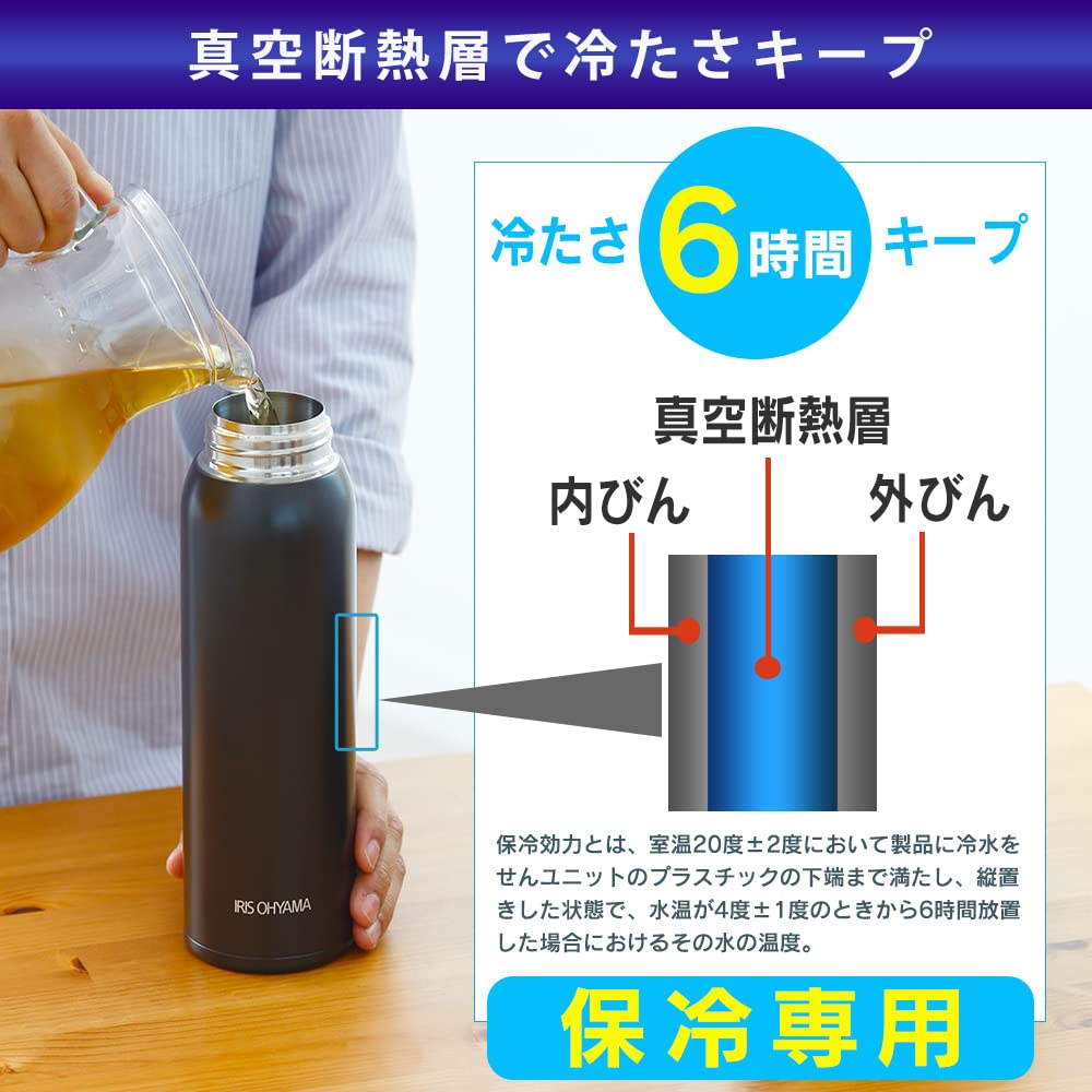 IRIS OHYAMA Vacuum Insulated Water Bottle 1000ml with Easy Lock