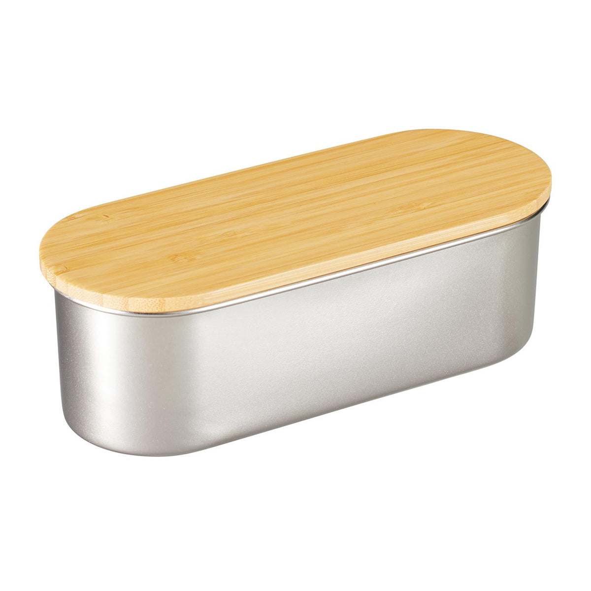 nonoji Stainless Steel Slim Lunch Box with Natural Wood Lid