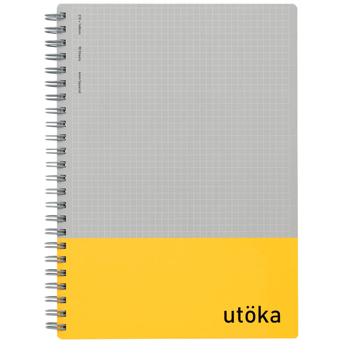 Maruman Utoka A5 4 mm Grid Ruled Ring Notebook, Yellow, 90 Sheets