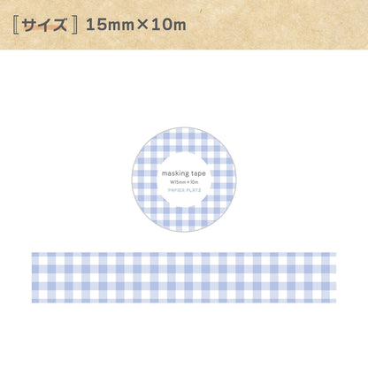 Papier platz Gingham Check Masking Tape Pale Blue