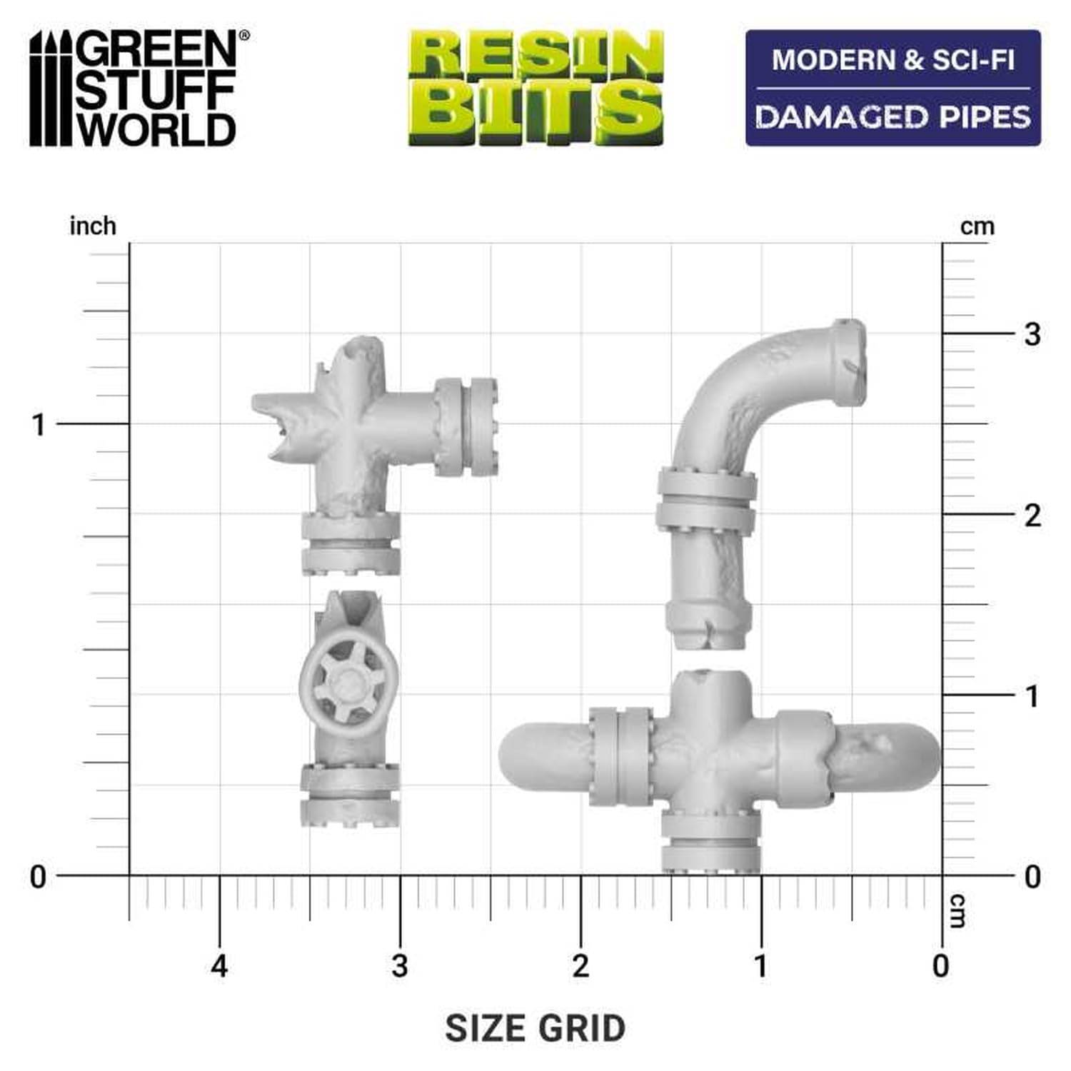 Green Stuff World 3D Printed Damaged Pipe Kit for Model Building