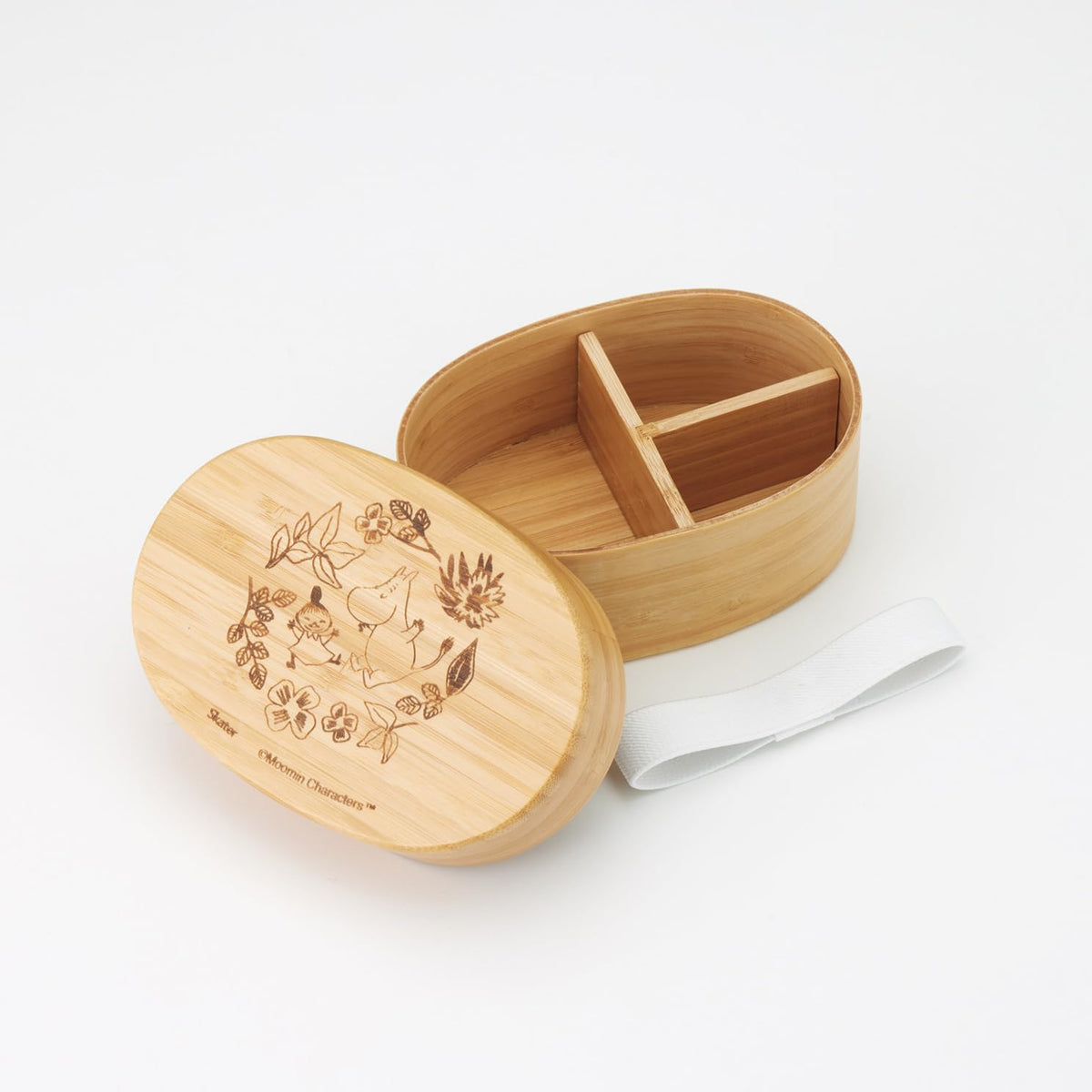 Skater Bamboo Lunch Box 400ml with Dividers and Belt