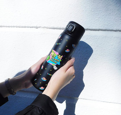 Toa Stainless Steel Vacuum Insulated One Push Bottle 480ml Black