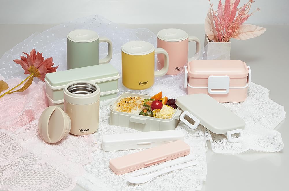 Skater Bento Box for Women 2-Tier 630ml Slim Lunch Box with Chopsticks