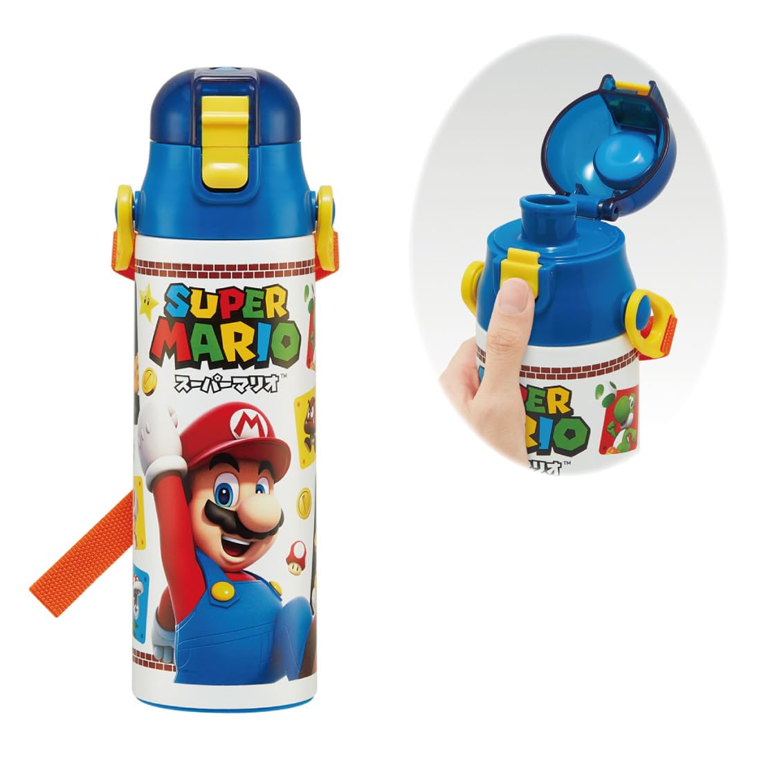 Skater Water Bottle 580ml Super Mario Stainless Steel Sports Bottle