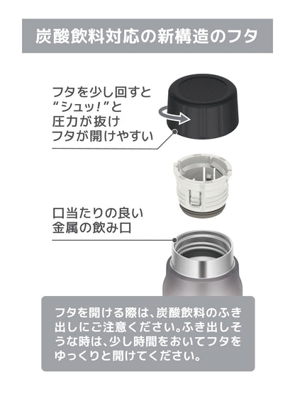 THERMOS Insulated Drink Bottle for Carbonated Beverages 500ml Silver