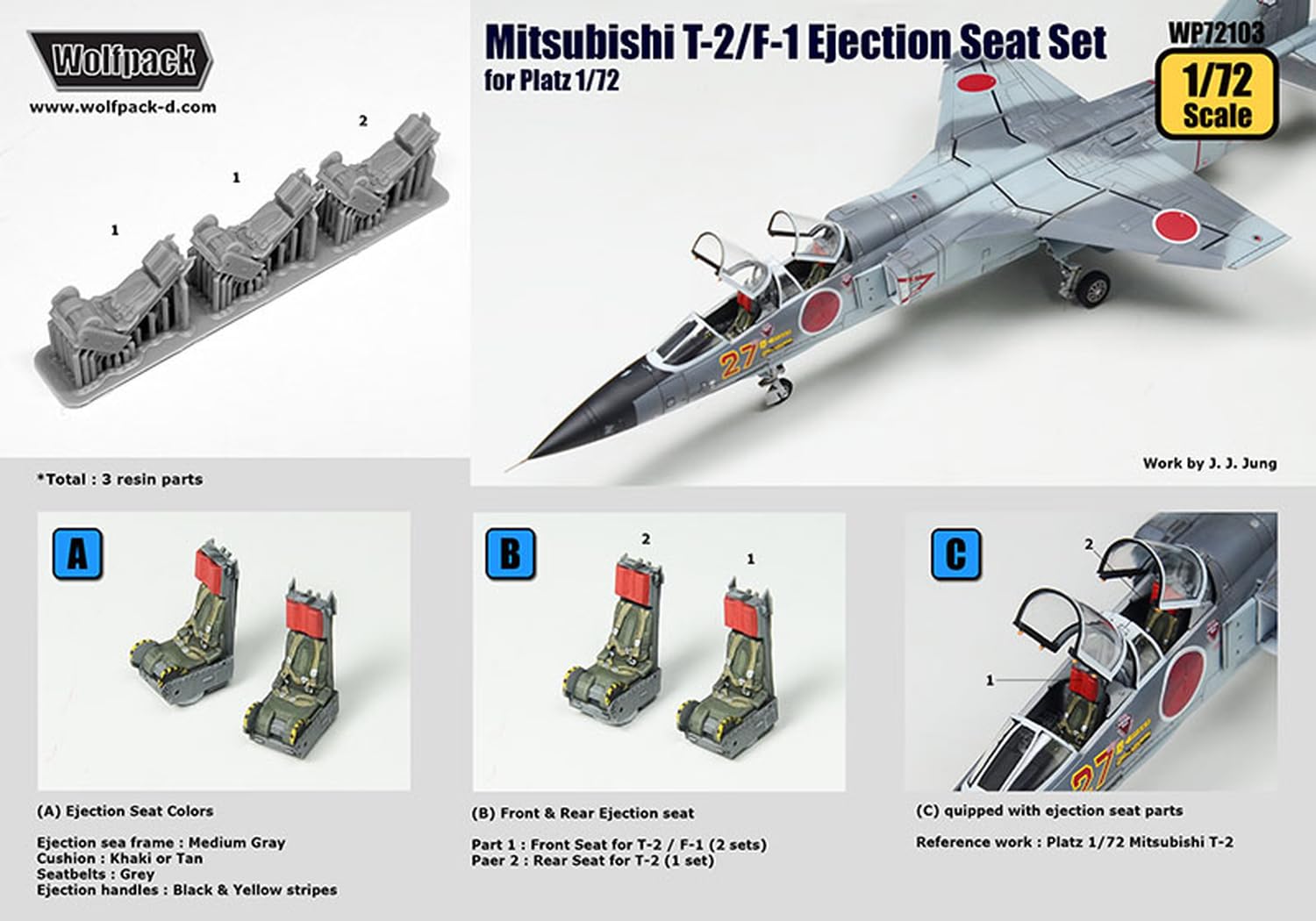 Wolfpack Design 1/72 Mitsubishi T-2/F-1 Ejection Seat Set for Model Kits