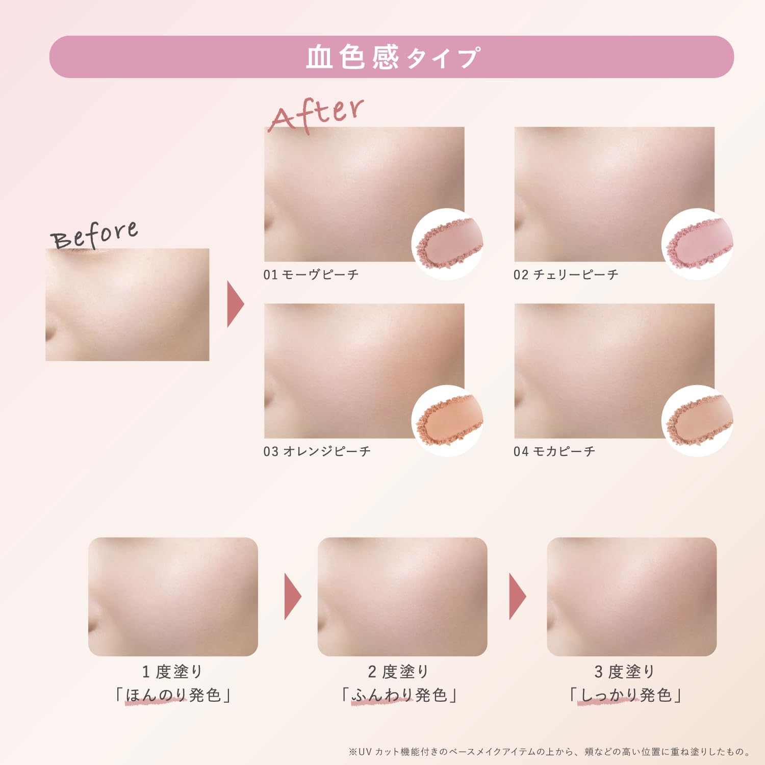 FASIO Face Color UV Mocha Peach 2.5g for a Natural Glow