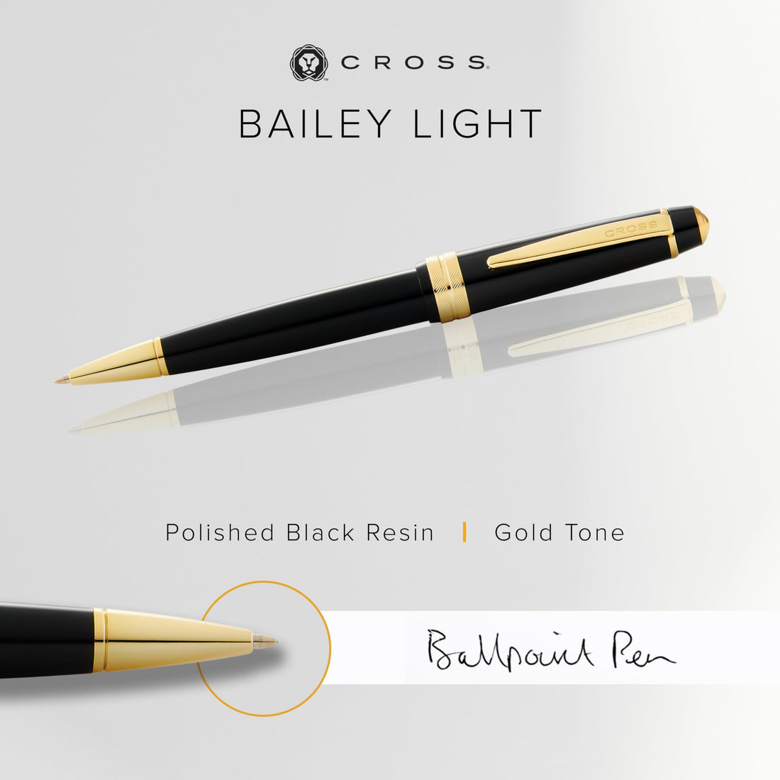 Cross Bailey Light Black Gold Plate Ballpoint Pen