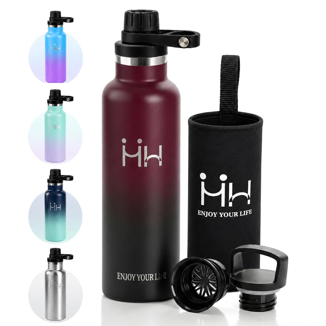HoneyHolly Insulated Water Bottle 750ml with Easy Carry Handle