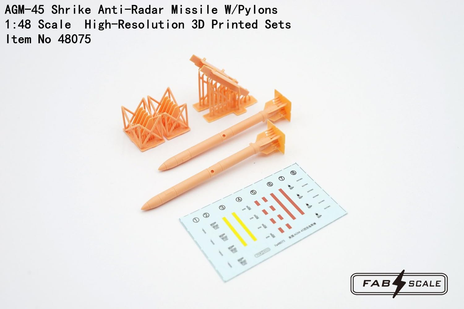 Fab Scale 1/48 AGM-45 Shrike Radar Missile Model Parts Set