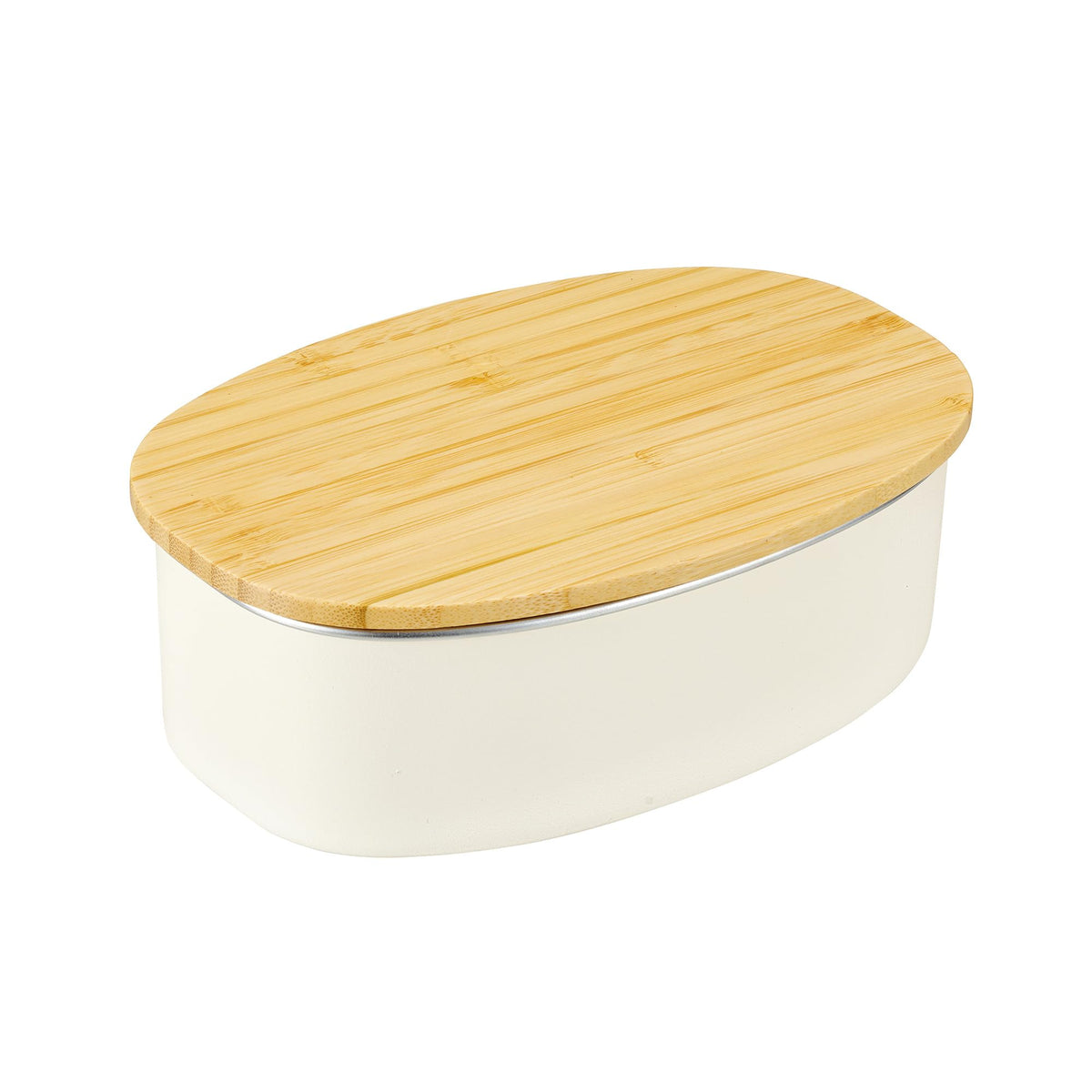 nonoji Stainless Steel Oval Lunch Box with Natural Wood Lid