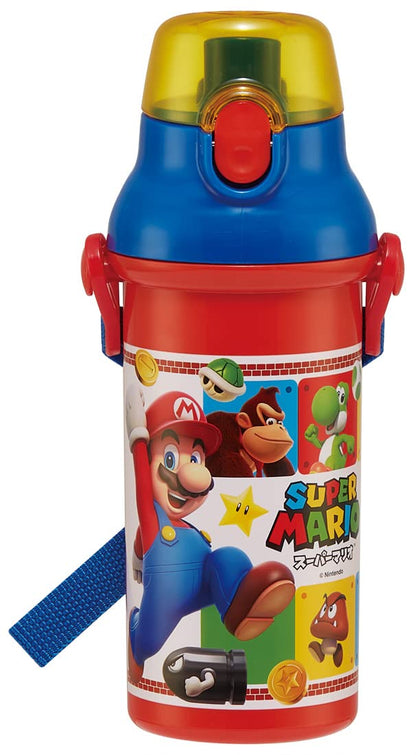 Skater Kids Water Bottle 480ml with One-Touch Design Super Mario