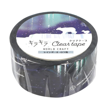World Craft Glitter Clear Masking Tape 20mm Rainbow Aurora Foil