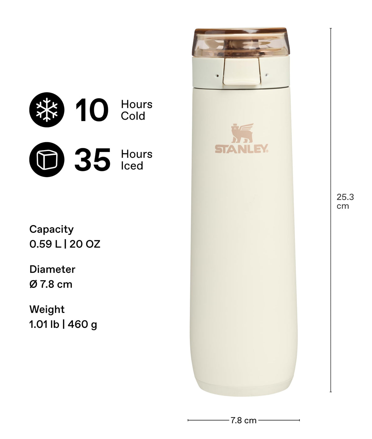 Stanley 1913 FlowState Spring Vacuum Insulated Bottle 20oz Cream