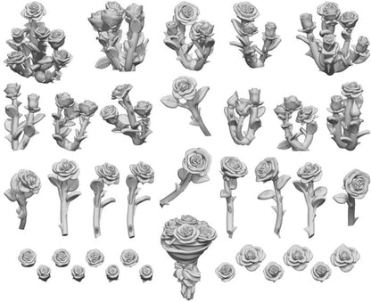 Green Stuff World Non-Scale 3D Printed Rose Model Kit