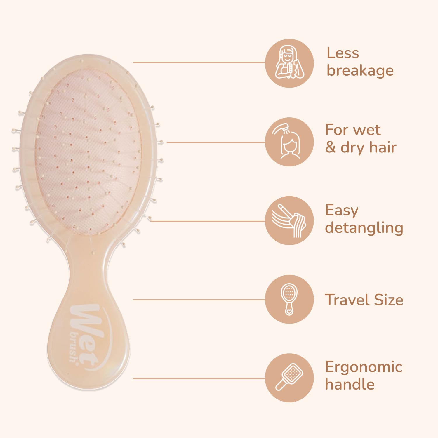 Wet Brush Mini Detangler Iridescence Cream for Easy Styling