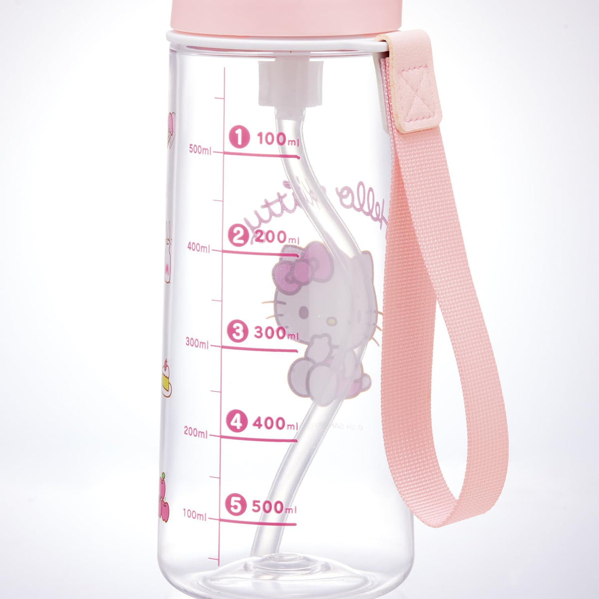 Skater Push Straw Clear Bottle 630ml for Kids with Strap
