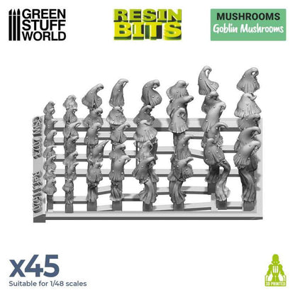 Green Staff World 3D Printed Goblin and Mushroom Diorama Accessory Set 45 Pieces