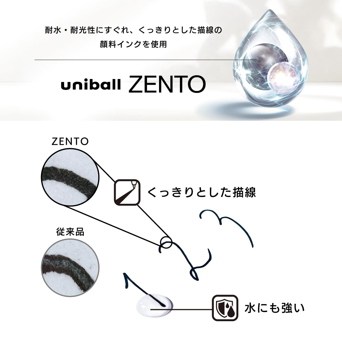 Mitsubishi Pencil Uni-ball ZENTO Flow 0.38 Ballpoint Pen in Birch White