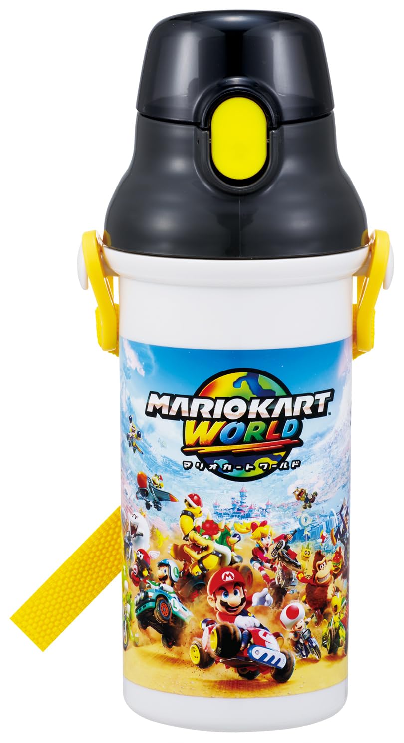 Skater Kids Water Bottle 480ml with One-Push Lid Made in Japan